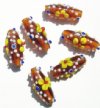 6 23mm Topaz with Yellow Flower Bumpy Oval Beads